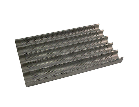 400×737mm 5-Channel Baguette Tray, Perforated (16″) — Non-Stick Teflon Coated — Mackies Bakeware, Australia