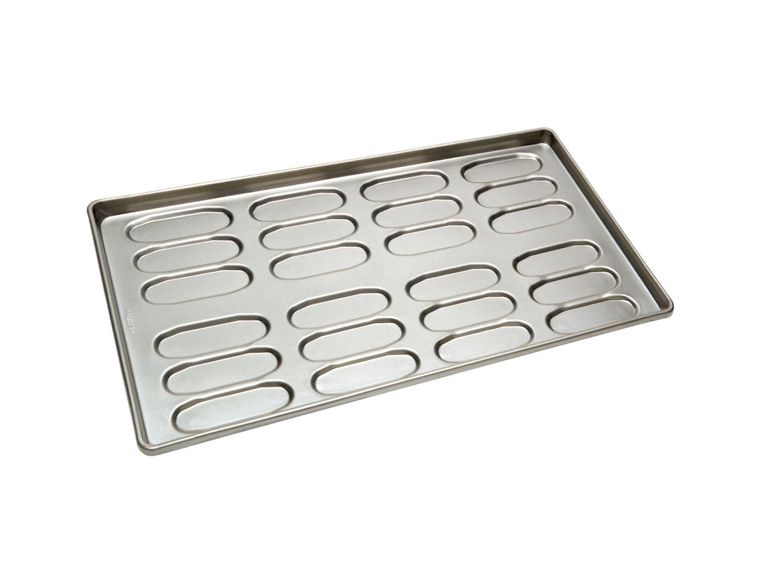 150 × 51mm Hot Dog / Baton Tray — Non-Stick Teflon Coated (16" tray, ATP150G3) — Mackies Bakeware, Australia