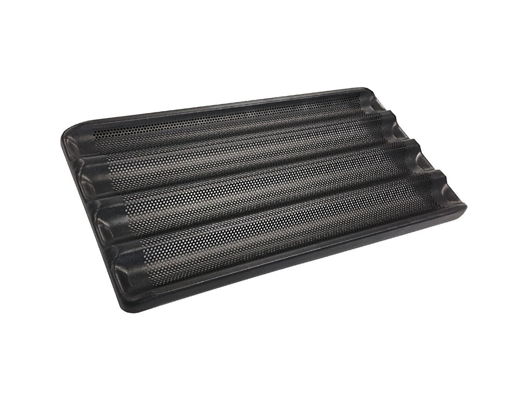 400×600mm 4-Channel Baguette Tray, Perforated (Euro) — Non-Stick Teflon Coated — Mackies Bakeware, Australia