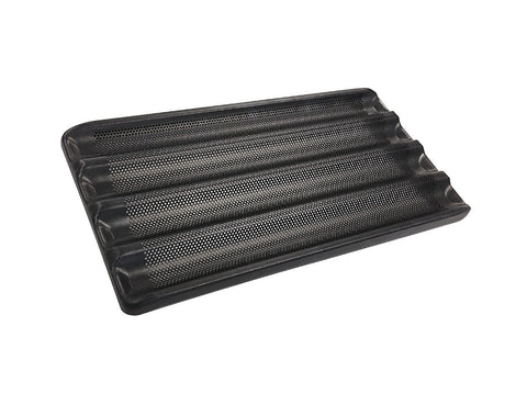 400×600mm 4-Channel Baguette Tray, Perforated (Euro) — Non-Stick Teflon Coated — Mackies Bakeware, Australia