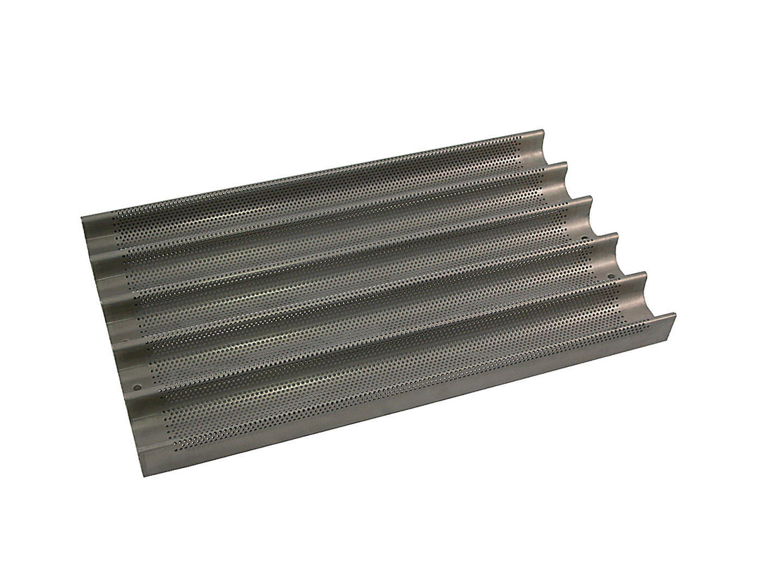 400×600mm 5-Channel Baguette Tray, Perforated (Euro) — Non-Stick Teflon Coated — Mackies Bakeware, Australia