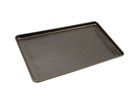 600 × 400mm 4-Sided Perforated Baking Tray — Non-Stick Teflon Coated (Euro) — Mackies Bakeware, Australia