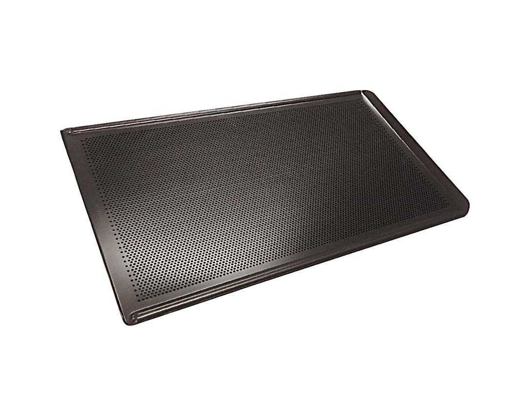 400 × 600 mm Swage Edge Flat Perforated Baking Tray — Non-Stick Teflon Coated (Euro) — Mackies Bakeware, Australia