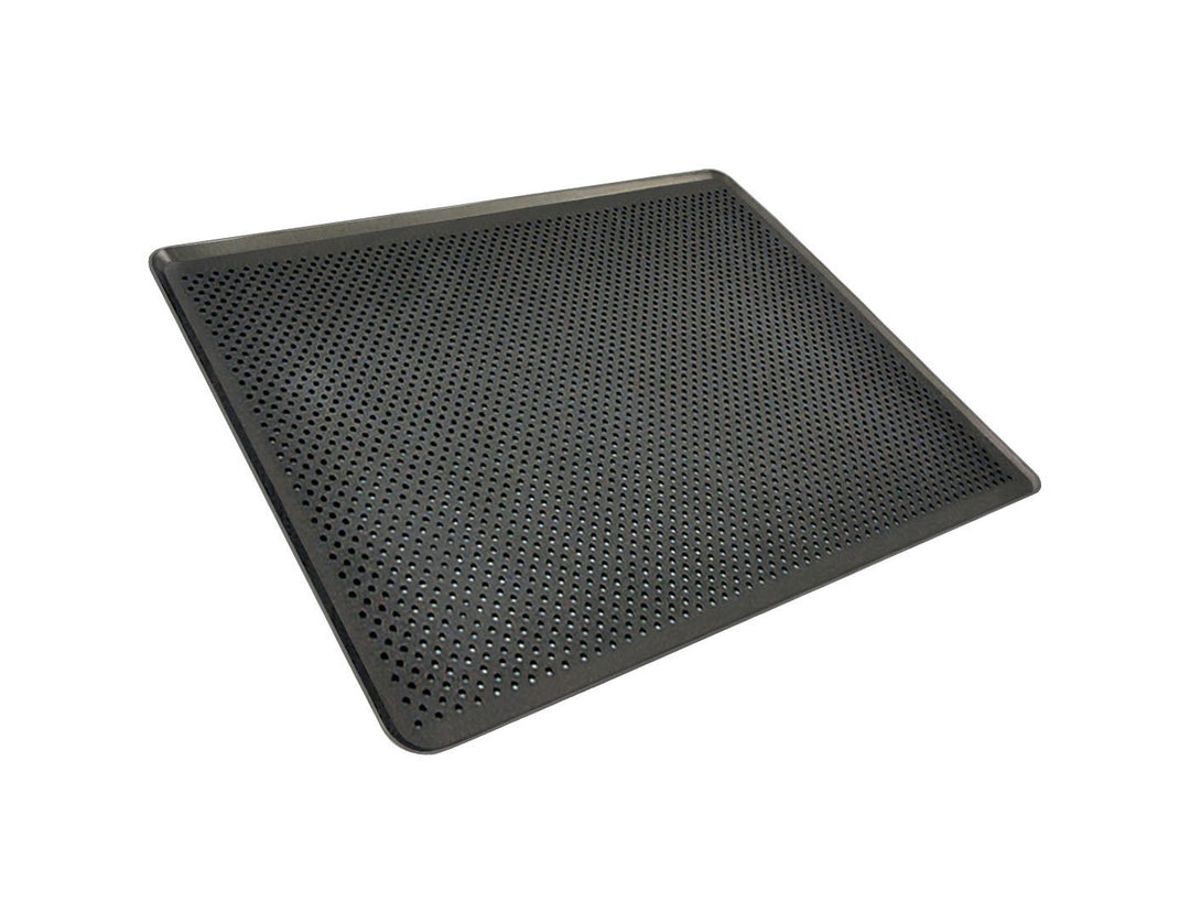 265 × 325mm 4-Sided Perforated Baking Tray — Non-Stick Teflon Coated (Gastronorm GN1/2) — Mackies Bakeware, Australia