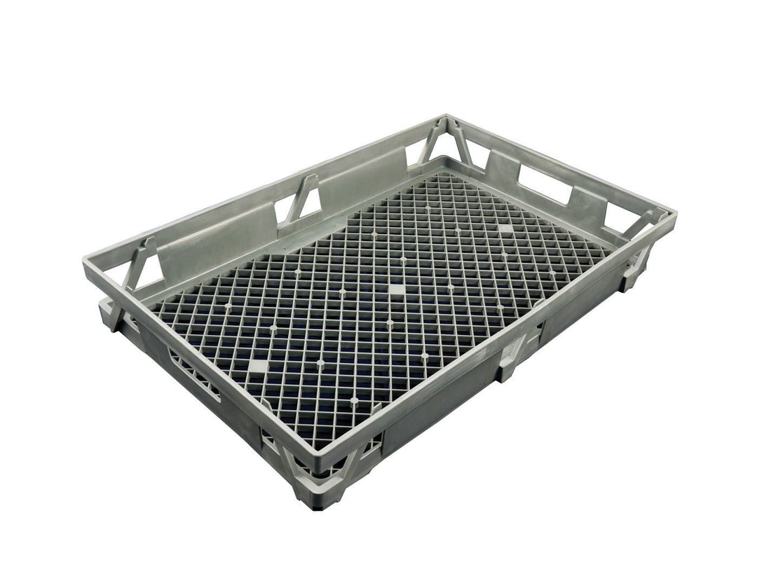 Shallow Bread Crate / Transport Basket — 709 × 458mm Grey Plastic — Mackies Bakeware, Australia