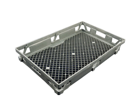 Shallow Bread Crate / Transport Basket — 709 × 458mm Grey Plastic — Mackies Bakeware, Australia
