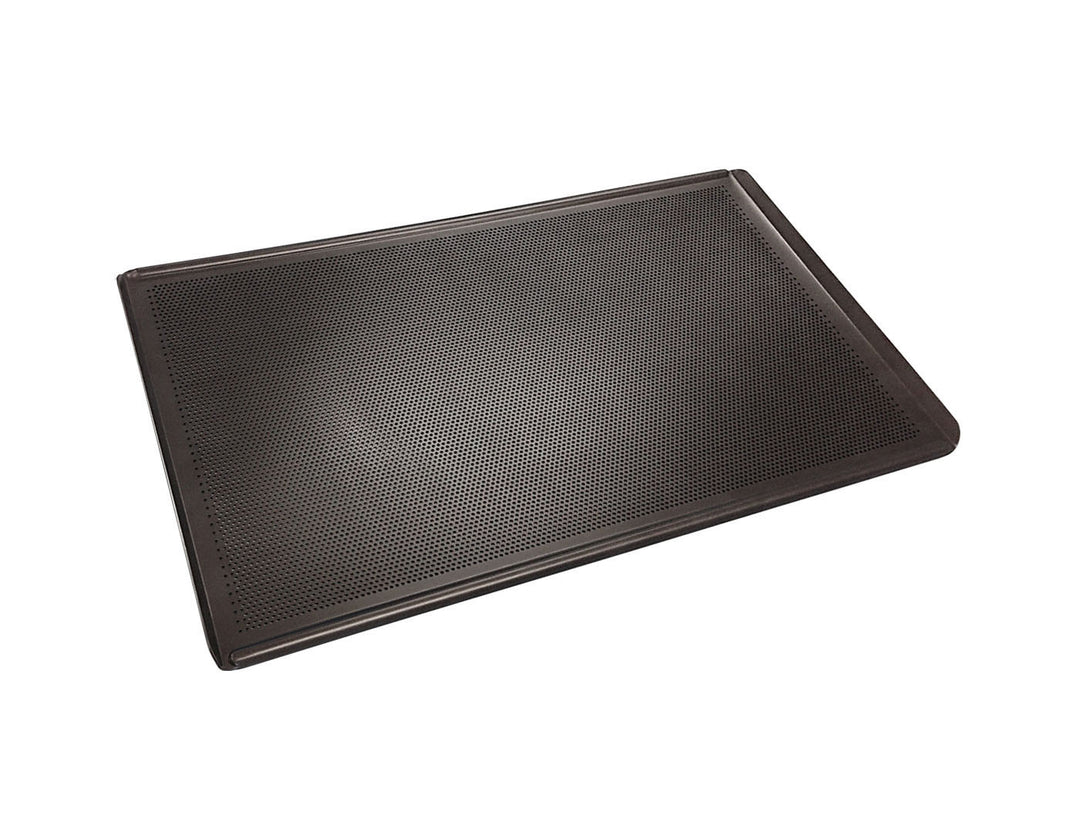 16" (406 mm) Swage Edge Flat Perforated Baking Tray — Non-Stick Teflon Coated — Mackies Bakeware, Australia